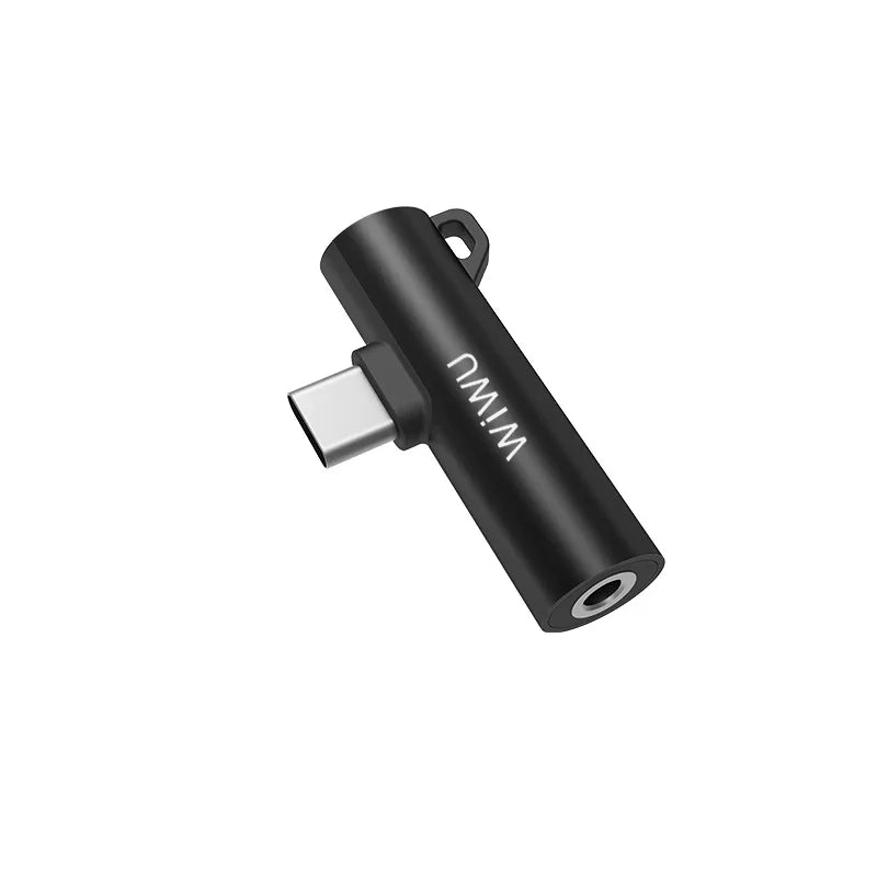 Wiwu St05 Type-C To 3.5 Audio Jack & Type-C Converter (Charging + Music) - Black (12 Month Warranty) - Tashqila Wiwu St05 Type-C To 3.5 Audio Jack & Type-C Converter (Charging + Music) - Black (12 Month Warranty) - Tashqila